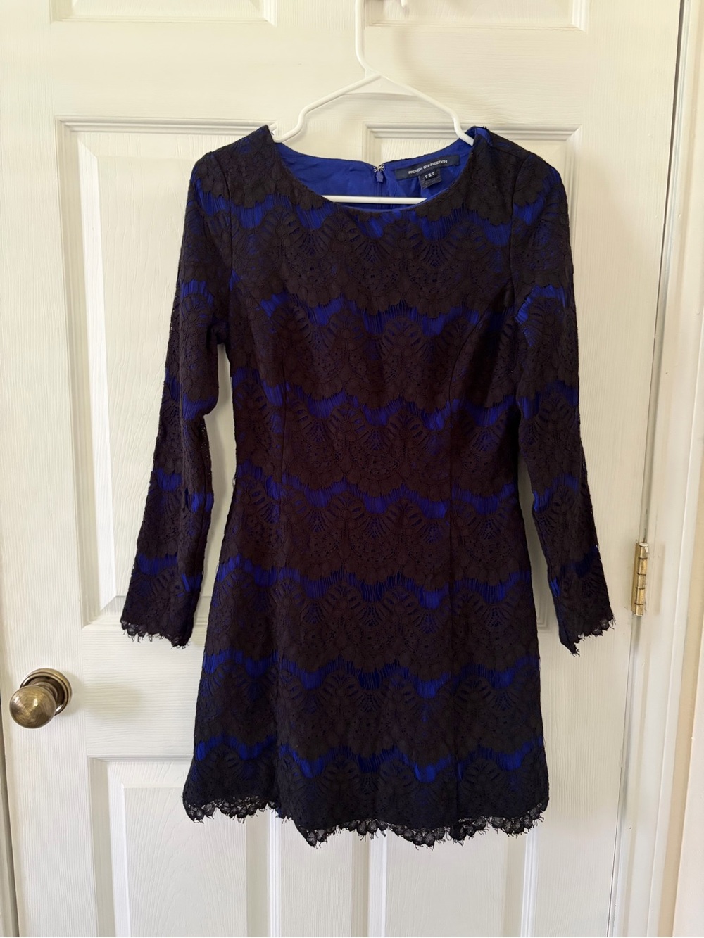 French Connection Blue and Black Lace Sheath Dress - Women